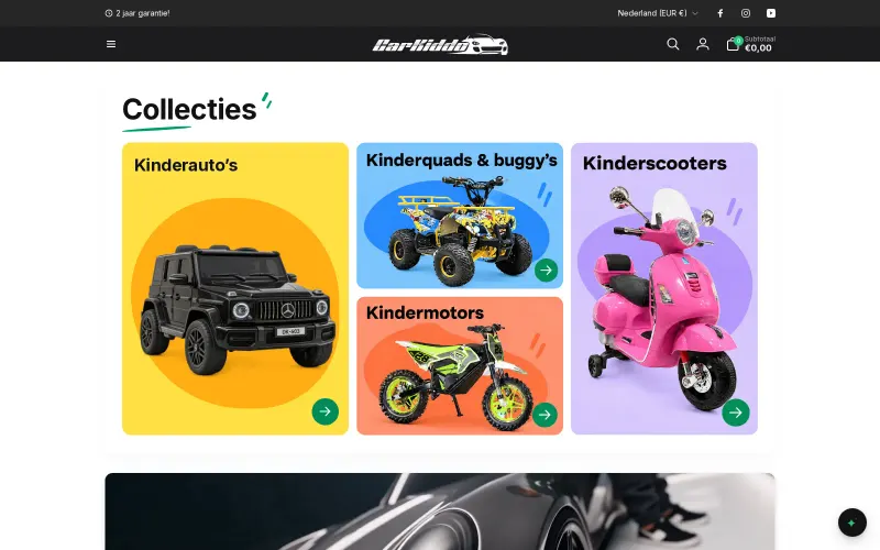 Webshop van CarKiddo op Shopify