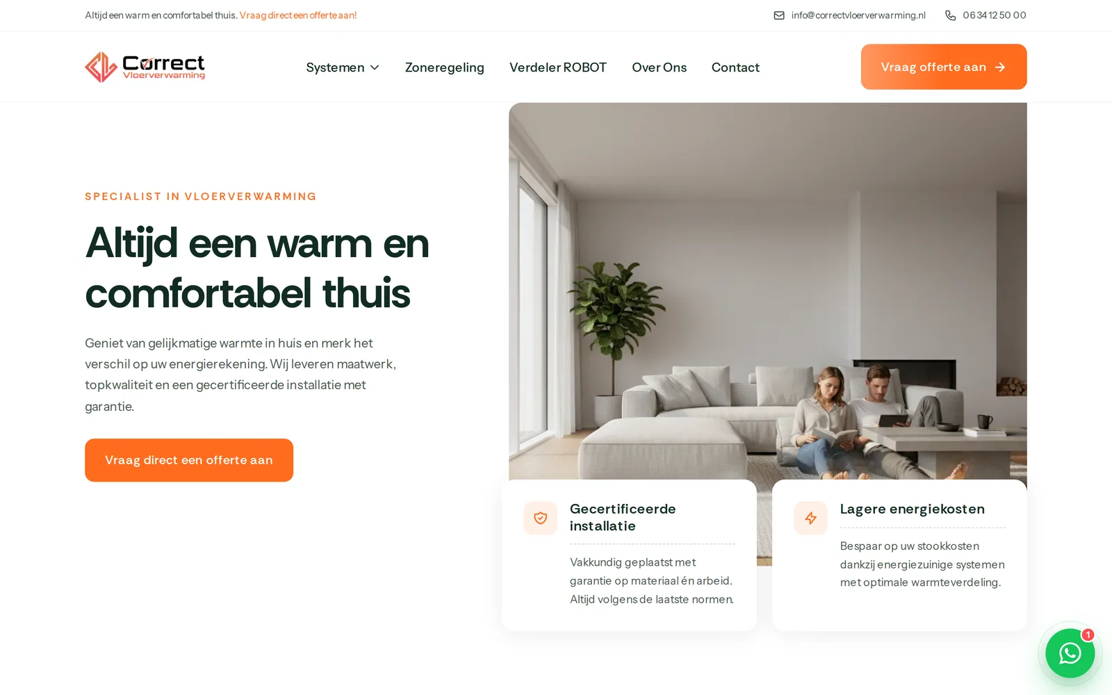 Website van Correct Vloerverwarming