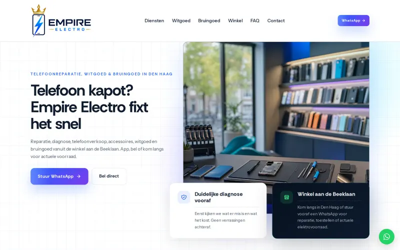 Website van Empire Electro